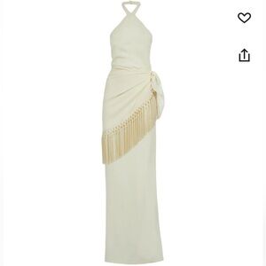 Taller Marmo Meteora Fringed halterneck dress NWT